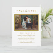Elegante gouden fotolijst bruiloft save the date (Staand voorkant)