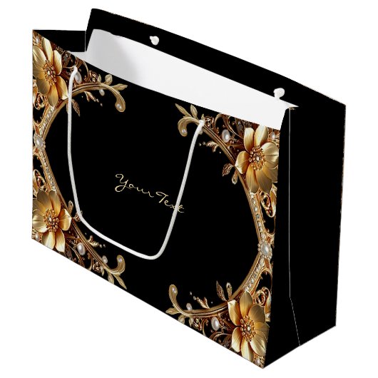 Elegante Gouden Frame Geschenkzak Groot Cadeauzakje (Voorkant Gekanteld)
