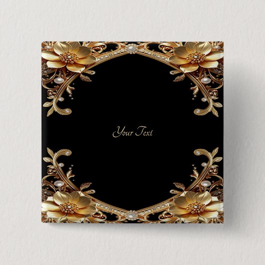 Elegante Gouden Frame Knop Vierkante Button 5,1 Cm (Voorkant)