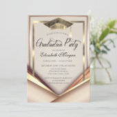 Elegante gouden frame pet afstuderen kaart (Staand voorkant)