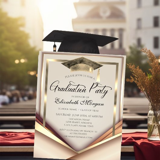 Elegante gouden frame pet afstuderen kaart