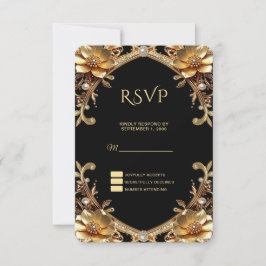 Elegante Gouden Frame RSVP Kaart
