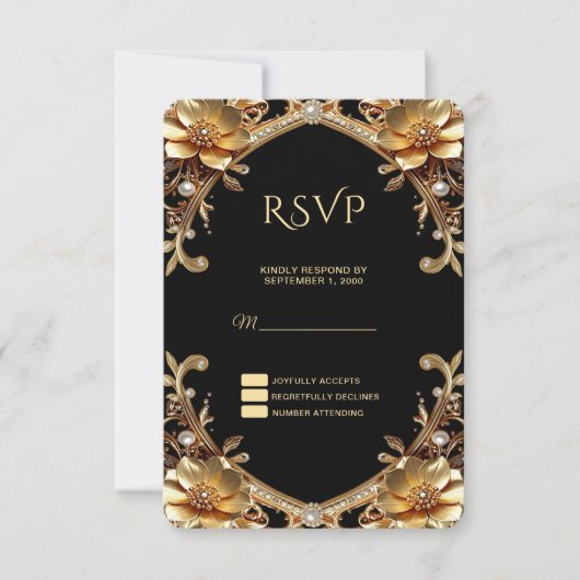 Elegante Gouden Frame RSVP Kaart (Voorkant)