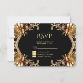 Elegante Gouden Frame RSVP Kaart