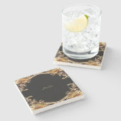 Elegante gouden frame stenen onderzetter (Zijkant)