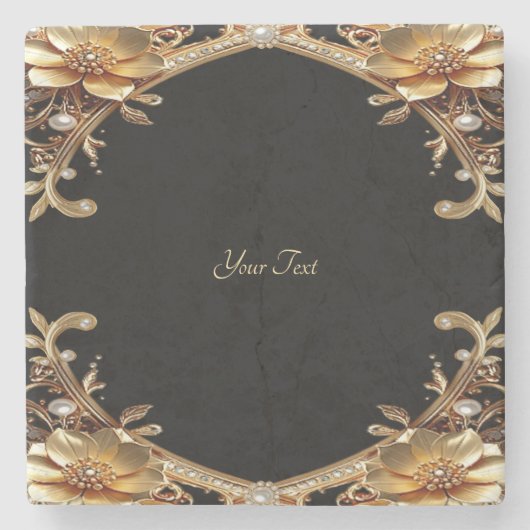 Elegante gouden frame stenen onderzetter (Voorkant)