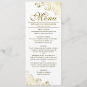 Elegante gouden franjes op witte bruiloft menu (Voorkant)