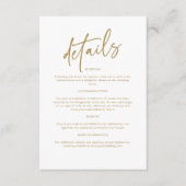 Elegante gouden geaccentueerde bruiloft details informatiekaartje (Voorkant)