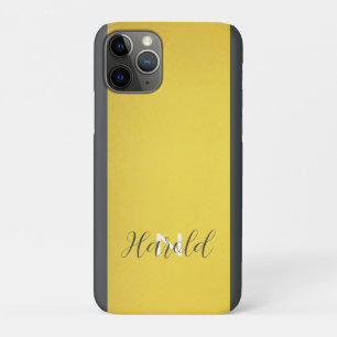 Elegante Gouden Geborsteld Metaal Monogram Naam Case-Mate iPhone Case