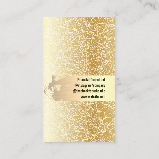 Elegante gouden geborstelde gouden textuur visitekaartje (Achterkant)