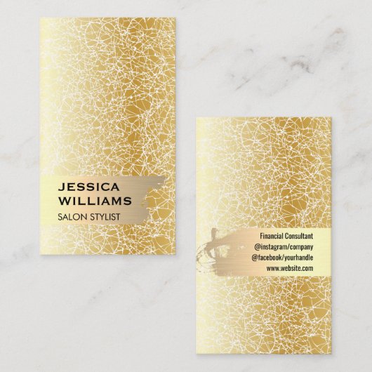 Elegante gouden geborstelde gouden textuur visitekaartje (Voorkant / Achterkant)