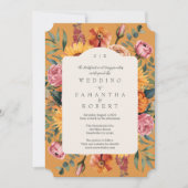 Elegante Gouden Gele Herfst Bloemen Border Wedding Kaart (Voorkant)