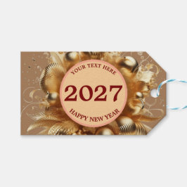 Elegante Gouden Gelukkig Nieuwjaar Sjabloon Cadeaulabel