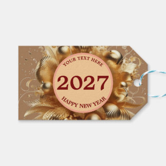 Elegante Gouden Gelukkig Nieuwjaar Sjabloon Cadeaulabel