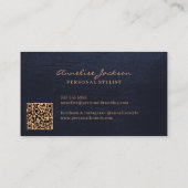 Elegante gouden gemoderniseerde QR-code navy Visitekaartje (Achterkant)