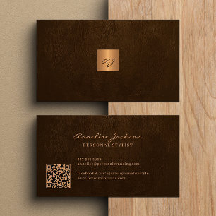 Elegante gouden gemonogrammeerde moderne QR-code Visitekaartje
