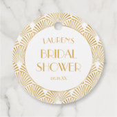 Elegante gouden geometrische Art Deco bruidsdouche Bedankjes Labels (Achterkant)