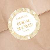 Elegante Gouden Geometrische Art Deco Bruiloftsbor Ronde Sticker