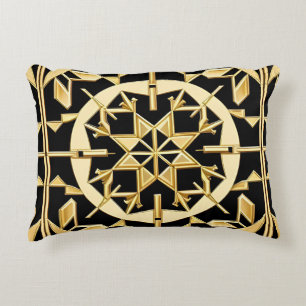 Elegante Gouden Geometrische Patroon Kunst Accent Kussen