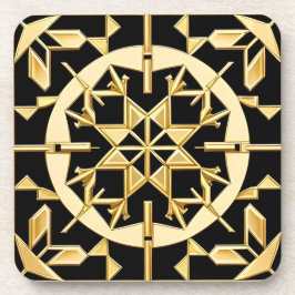 Elegante Gouden Geometrische Patroon Kunst Bier Onderzetter