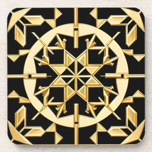Elegante Gouden Geometrische Patroon Kunst Bier Onderzetter