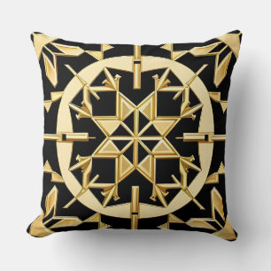Elegante Gouden Geometrische Patroon Kunst Kussen
