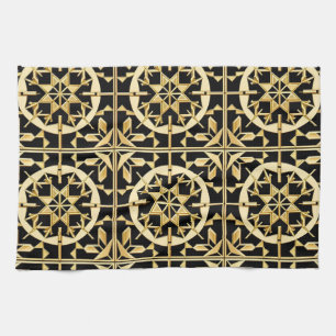 Elegante Gouden Geometrische Patroon Kunst Theedoek