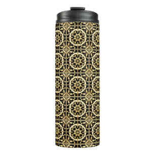 Elegante Gouden Geometrische Patroon Kunst Thermosbeker