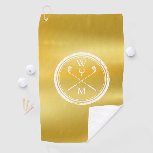 Elegante gouden gepersonaliseerde monogram initiaa golfhanddoek (Insitu)
