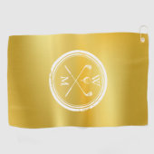 Elegante gouden gepersonaliseerde monogram initiaa golfhanddoek (Horizontaal)