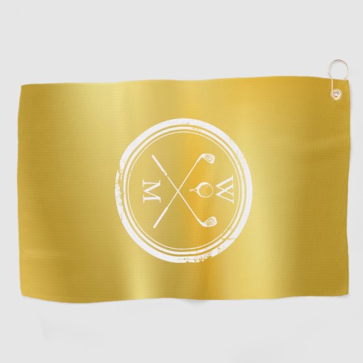 Elegante gouden gepersonaliseerde monogram initiaa golfhanddoek (Horizontaal)