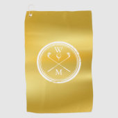 Elegante gouden gepersonaliseerde monogram initiaa golfhanddoek (Voorkant)