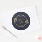 Elegante gouden gepersonaliseerde trouw | stickerz ronde sticker (Envelop)
