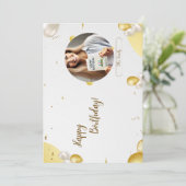 Elegante gouden gepersonaliseerde verjaardagsfotok kaart (Staand voorkant)