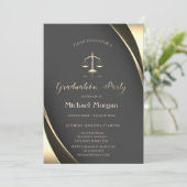 Elegante gouden gerechtigheidsschaal rand grijs af kaart (Staand voorkant)