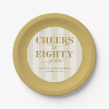 Elegante Gouden Gestreepte Proost op 80 Jaar Verja