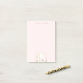 Elegante gouden gevoerde roze lotusbloem post-it® notes (Op bureau)