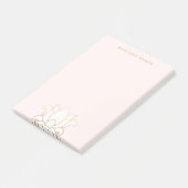 Elegante gouden gevoerde roze lotusbloem post-it® notes (Schuin)