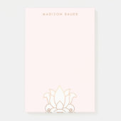 Elegante gouden gevoerde roze lotusbloem post-it® notes (Voorkant)