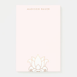 Elegante gouden gevoerde roze lotusbloem post-it® notes