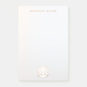 Elegante gouden gevoerde witte lotusbloem post-it® notes (Voorkant)