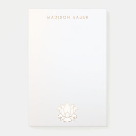 Elegante gouden gevoerde witte lotusbloem post-it® notes