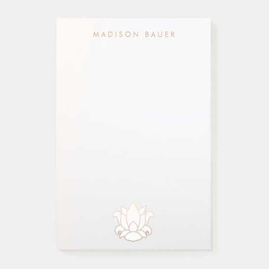 Elegante gouden gevoerde witte lotusbloem post-it® notes (Voorkant)