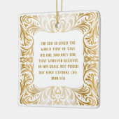 Elegante gouden gewoonte Johannes 3:16 Bijbel Kers Keramisch Ornament (Links)