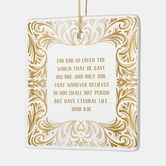 Elegante gouden gewoonte Johannes 3:16 Bijbel Kers Keramisch Ornament (Links)