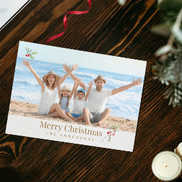 Elegante Gouden Gezinsfoto Kerstkaart Feestdagen Kaart
