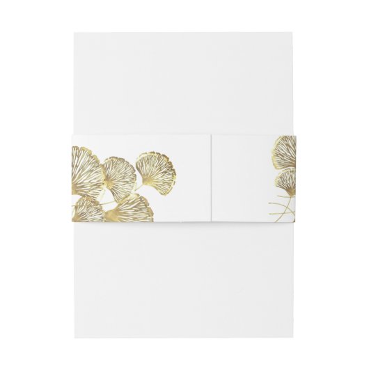 Elegante Gouden Ginkgo Biloba Bladeren Uitnodiging Uitnodigingen Wikkel (Achterkant Voorbeeld)
