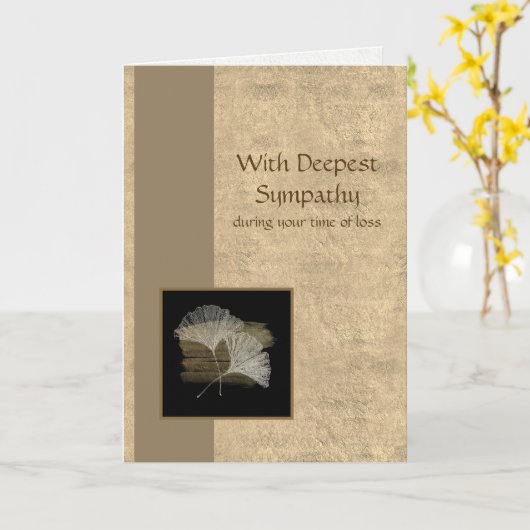 Elegante gouden ginkgo diepste sympathie kaart (Gele Bloem)