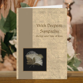 Elegante gouden ginkgo diepste zakelijke sympathie kaart