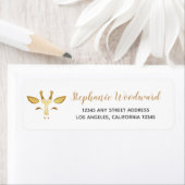 Elegante Gouden Giraffe Script Retouradreslabel Etiket (Insitu)